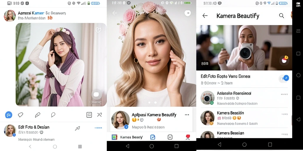 Antarmuka aplikasi Kamera Beautify 8180 yang stylish dan fungsional.