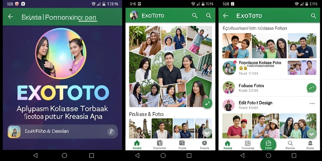 Tampilan antarmuka EXOTOTO dengan berbagai fitur Kolase Foto yang mudah diakses.
