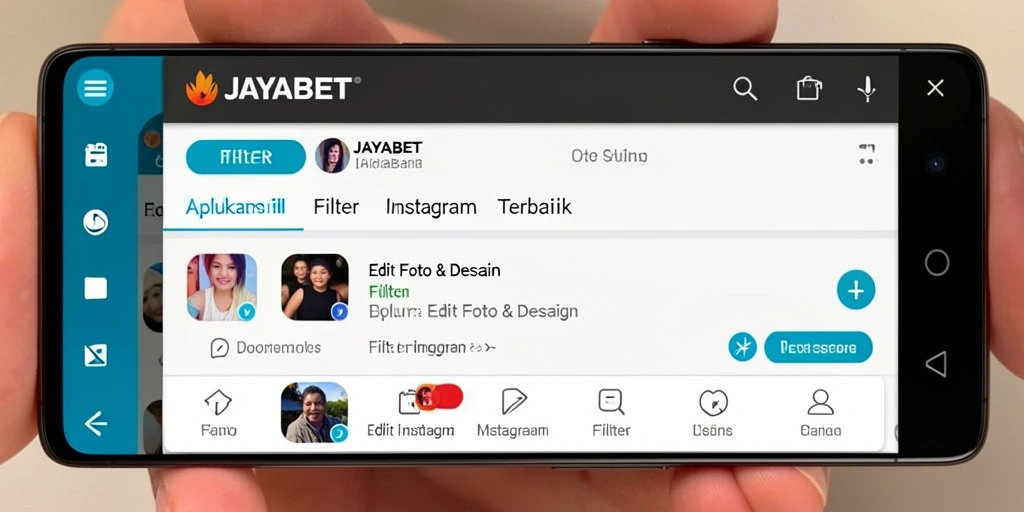 Antarmuka JAYABET dengan berbagai filter Instagram yang menarik.
