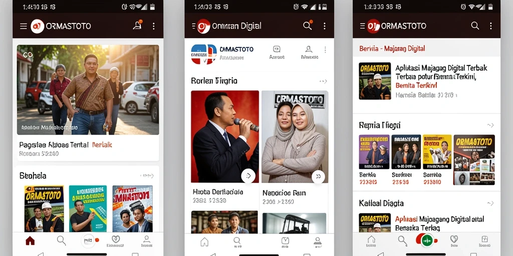 Tampilan antarmuka aplikasi Majalah Digital ORMASTOTO yang menarik dan modern.